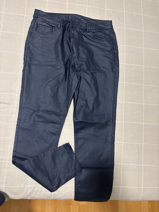 Pantalón Efecto Piel Azul Marino