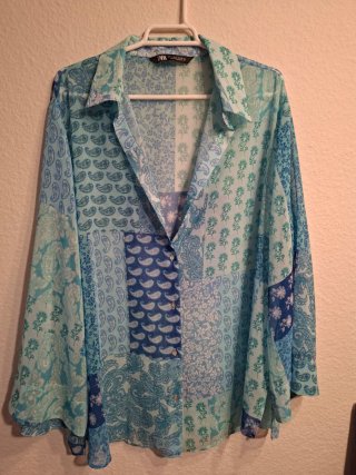 Camisa Zara Estampada Azul