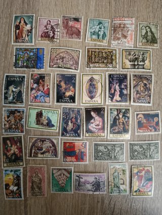 Lote de Sellos Antiguos España: Navidad y Arte