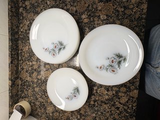 Set de 18 Platos de Cristal con Flores