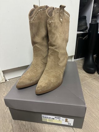 Botas Estilo Campero Beige Talla 39