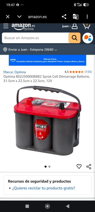 Batería Optima 12V Sprial Cell