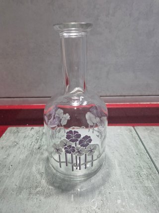 Jarrón/Botella de Cristal con Flores