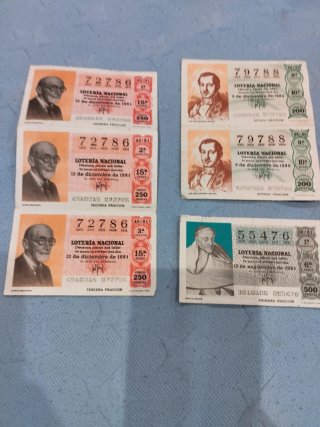 Lote de 4 Décimos de Lotería Nacional Antiguos