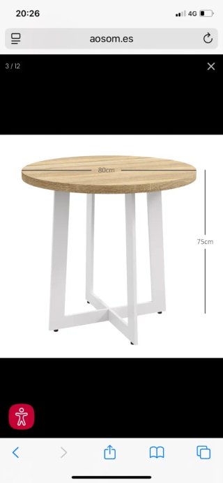 Mesa de comedor redonda 80cm