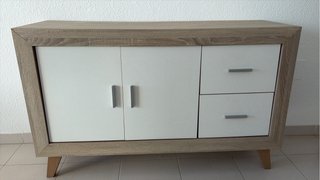 Mueble de Televisión Madera y Blanco