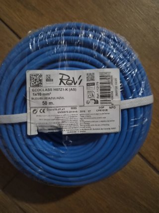 Rollo de Cable Revi 1x10mm2 50m Azul
