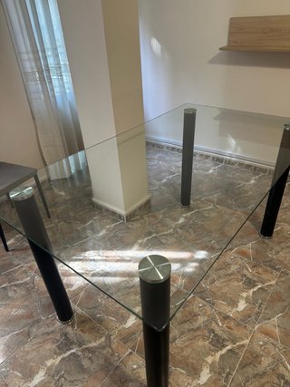 Mesa de Cristal Templado y Metal 1,4x80