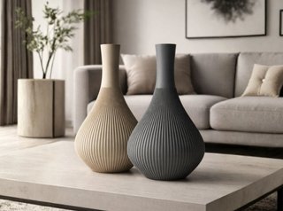 Jarrón Decorativo Beige y Gris