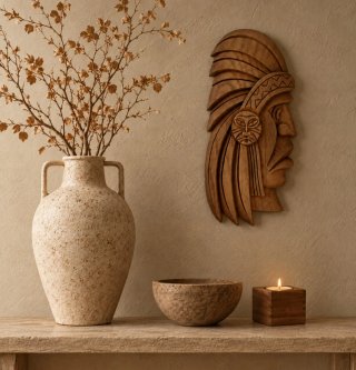 TALLA DE MADERA NATURAL, American Indian