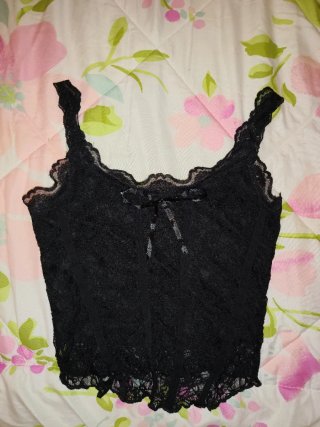 Top de encaje negro XXS