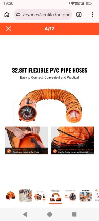 Extractor de aire con tubo flexible