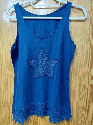 Top Azul de Algodón con Estrella Talla M