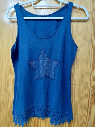 Top Azul de Algodón con Estrella Talla M
