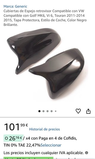Cubiertas Retrovisor VW Golf MK6 Touran