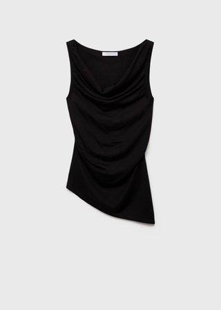 Top de punto drapeado negro
