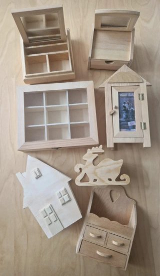 7 modelos variados de cajas/joyeros de madera