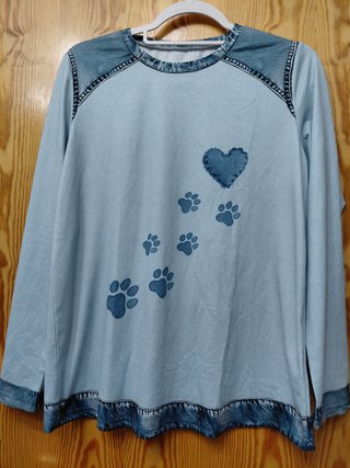 Camiseta Huellitas Azul Talla M/L