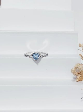 Anillo Pandora Corazón Azul Talla 54