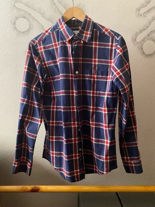 Camisa de cuadros burdeos y azul