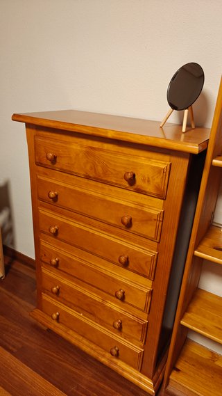 Cómoda de Madera de Pino con 6 Cajones