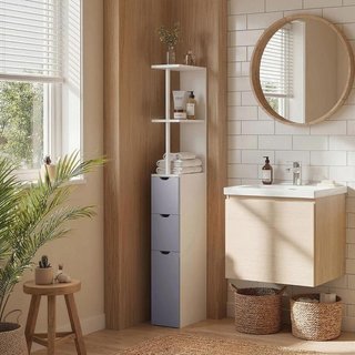 Columna Baño Estrecha 137cm 2 Cajones Blanca