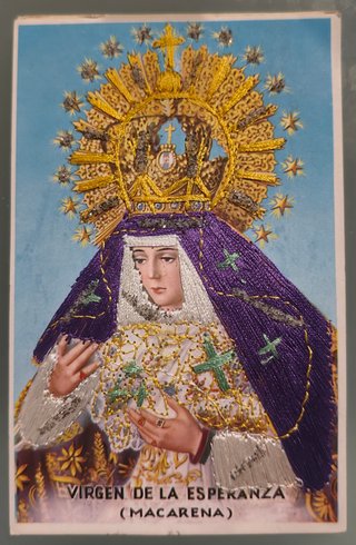 Postal Virgen de la Esperanza Macarena Bordada