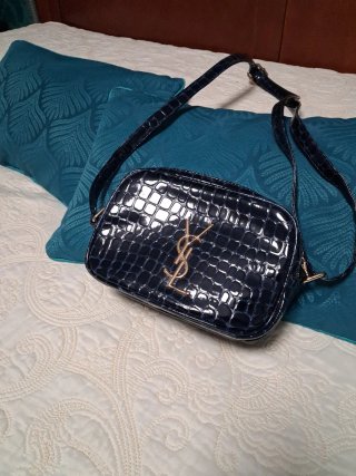Bolso Charol Cocodrilo Azul
