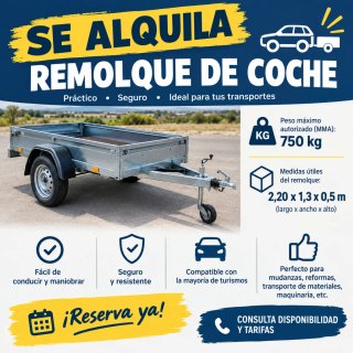 Remolque de coche 750kg.