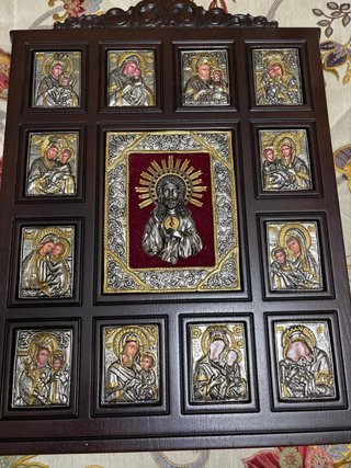️ ICONO RELIGIOSO BIZANTINO CON JESUS LA VIRGEN