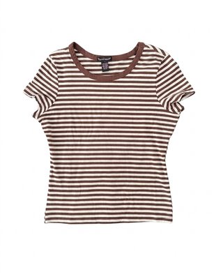 Camiseta a Rayas Marrones y Rosas Talle S