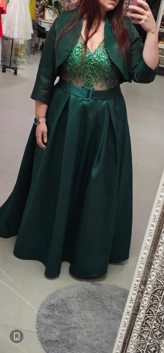 Vestido de gala verde con torera talla 50/52/54