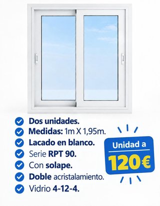 2 Ventanas Blancas RPT 90 (1m x 1,95m)