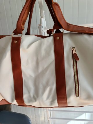 Bolso de Viaje Blanco y Marrón