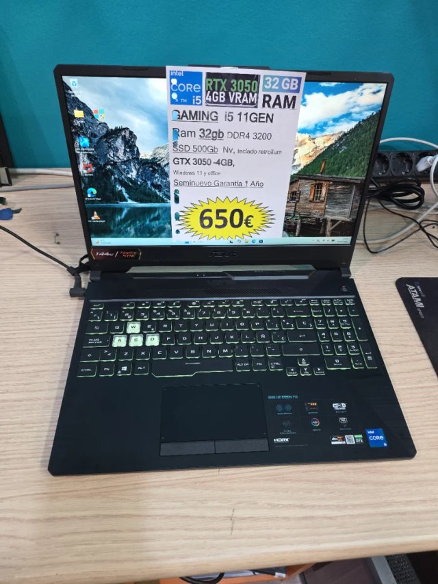 Portátil Gaming ASUS i5 32GB RAM GTX 3050