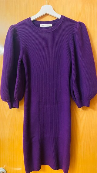 Vestido de punto morado Zara Talla L