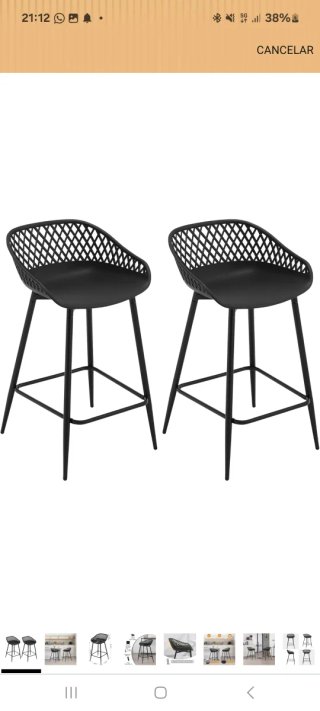Set de 2 Taburetes de Bar Negros