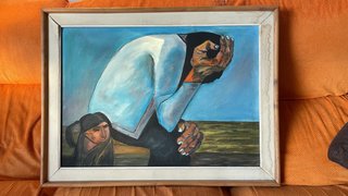 Cuadro al óleo con marco de madera