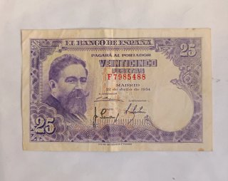 Billete de 25 Pesetas de 1954