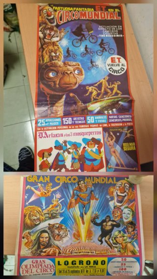 Lote 2 Carteles de Circo Vintage Años 80