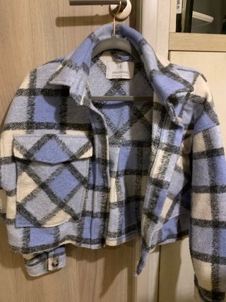 Chaqueta Stradivarius Cuadros Azul Talla S