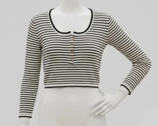 (S) Pull&Bear Crop top de rayas blanco y negro