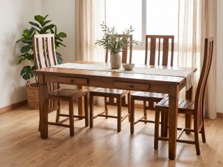Mesa comedor madera maciza de teca colonial