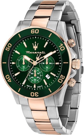 Reloj Maserati nuevo, oro rosado y verde