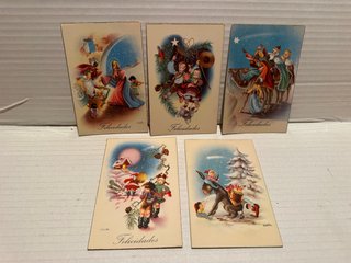 Lote de 5 Postales Navideñas Vintage Años 70