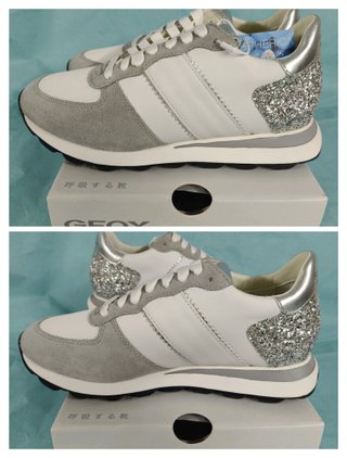 Zapatillas Geox Spherica Blancas y Plateadas