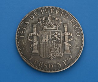 Moneda 1 Peso - 5 Pesetas Isla de Puerto Rico