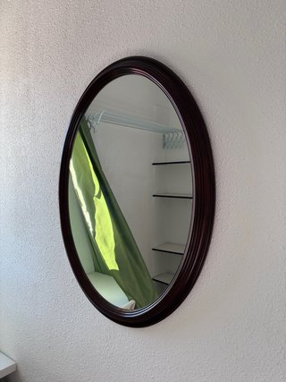 Espejo de Pared Ovalado con Marco de Madera