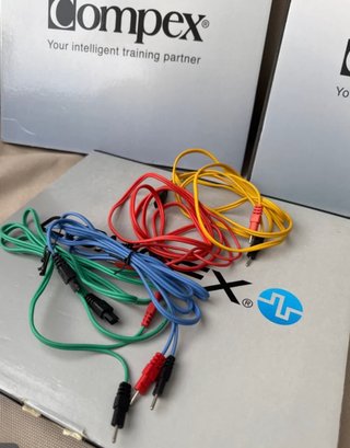 COMPEX 4 CABLES 6 PIN a 2 PIN 2mm ORIGINALES