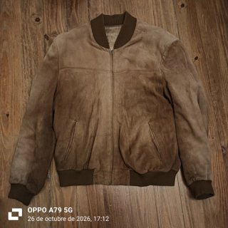 Chaqueta Bomber de Ante Marrón Talla L